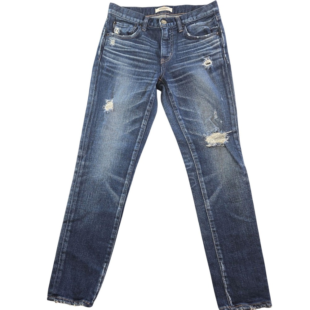 MOUSSY Jeans Womens 27 Blue Skinny Slim Distressed Mid Rise Cropped 27x26.5